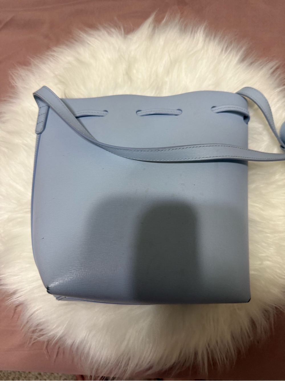 Light Blue Crossbody Bucket Bag - Unbranded